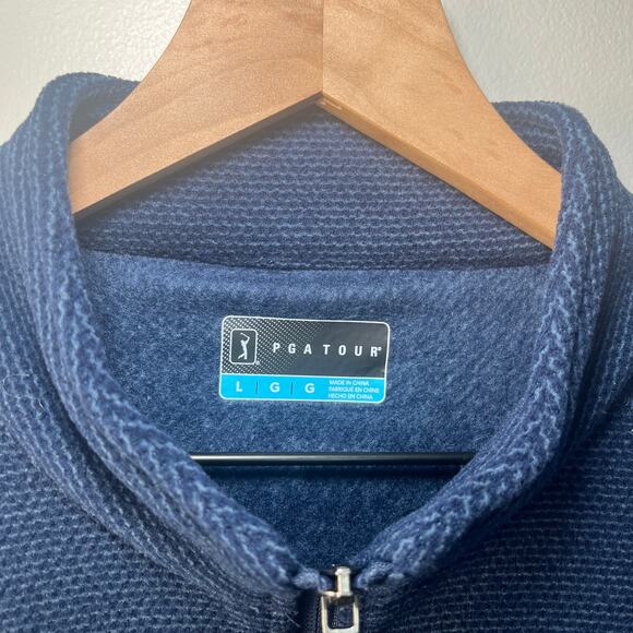 PGA Tour Men's Full Zip Fleece Jacket Navy Blue Size Large - Picture 3 of 5